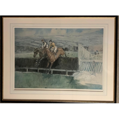 163 - 3 x Lionel Edwards signed prints framed and glazed : British 1878-1966, 2 x racing scenes, frame siz... 