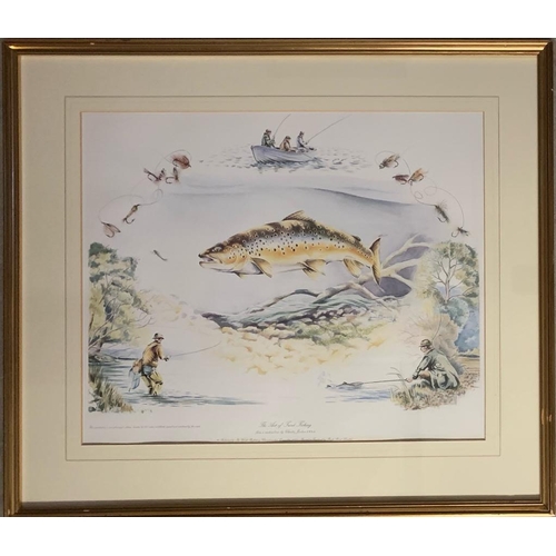 164 - 3 fishing interest scenes prints glazed and framed