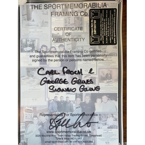 176 - A signed boxing glove in dome frame, signed by Carl Froch and George Groves