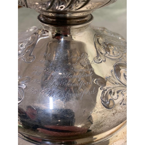 195 - An exceptional antique golfing trophy.  
  
 The Trophy made by Mappin and Webb is sold silver and w... 