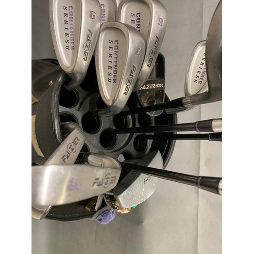 198 - Fazer Contender series 11, lady gold set of clubs 
  
  
 
 
 
 
 
 
 
 Irons 3-5,6,7,8,9, PW and SW... 