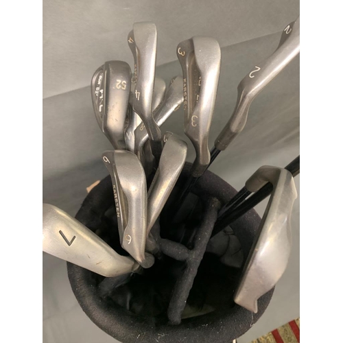 199 - PING 'ZING' full set of irons from 1-9 and W but with 'cuckoo' Ping 7 iron V2 Rapture and PING Tour ... 