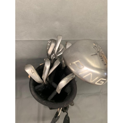 199 - PING 'ZING' full set of irons from 1-9 and W but with 'cuckoo' Ping 7 iron V2 Rapture and PING Tour ... 