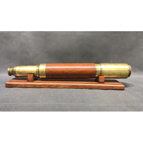 218 - Nineteenth century mahogany and Brass telescope by P and P Gally, inscribed P and P Gally Imp'd Day ... 