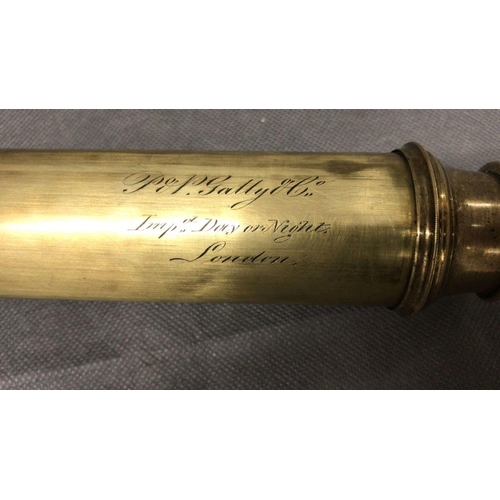 218 - Nineteenth century mahogany and Brass telescope by P and P Gally, inscribed P and P Gally Imp'd Day ... 