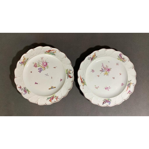 230 - Two Chelsea plates with floral decoration with a red anchor mark, circa 1758