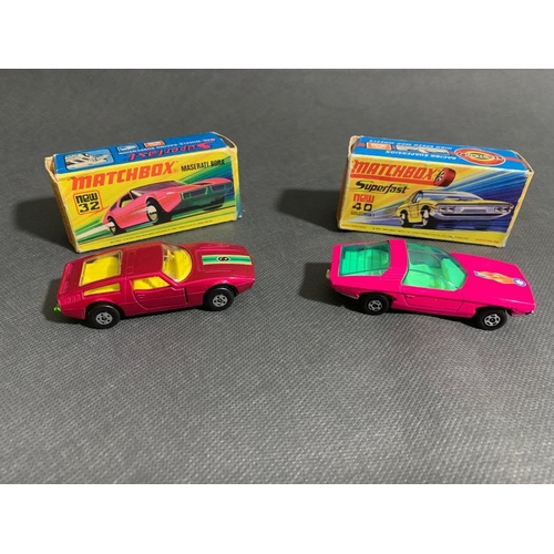 235 - 2 x Matchbox superfast cars, No 40 Guildsman 1 and No 32 Maserati Bora