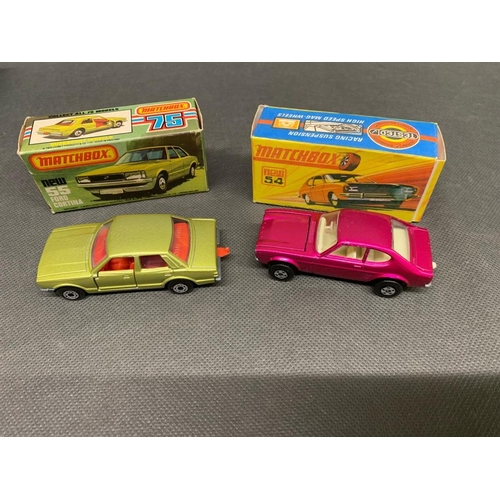 245 - 2 x matchbox cars, new 55 Ford Cortina and a new 54 Ford Capri