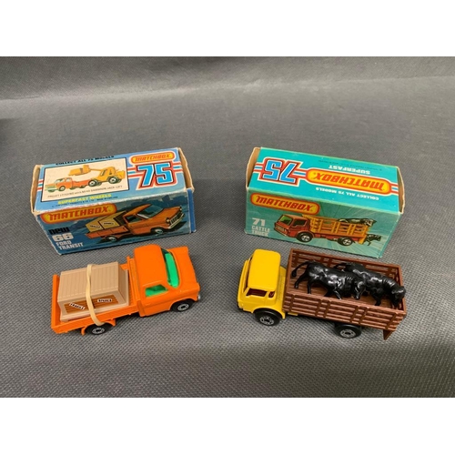 246 - 2x matchbox trucks, a new 66 Ford Transit and a 71 Cattle truck