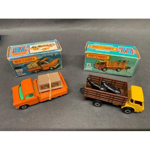 246 - 2x matchbox trucks, a new 66 Ford Transit and a 71 Cattle truck