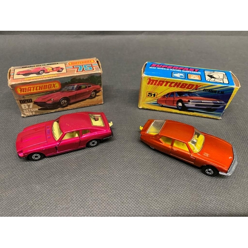 247 - 2 x matchbox cars, a 51 Citroen sm and a new 67 Datsun 260-7