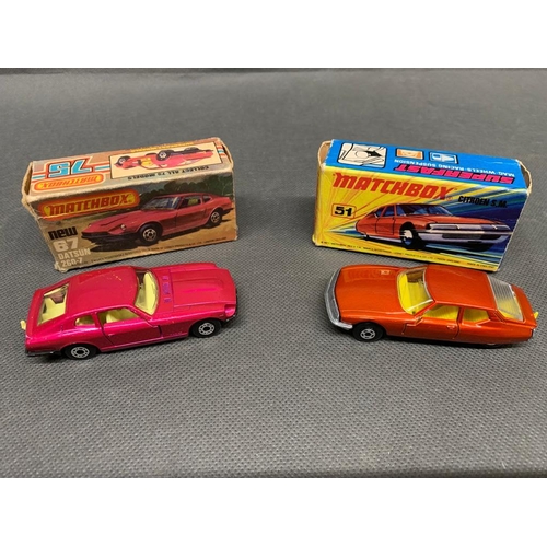 247 - 2 x matchbox cars, a 51 Citroen sm and a new 67 Datsun 260-7