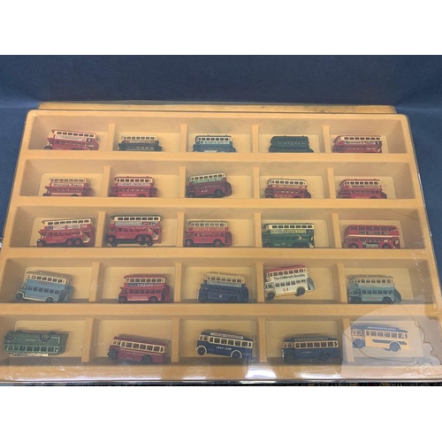 275 - 2 x plastic collectors boxes each containing 25 models of yesteryear buses