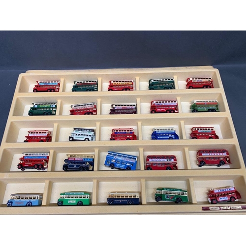 275 - 2 x plastic collectors boxes each containing 25 models of yesteryear buses