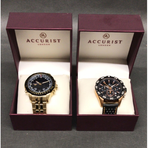 386 - 2 Accurist watches in gold and copper in presentation boxes