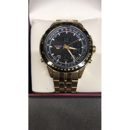 386 - 2 Accurist watches in gold and copper in presentation boxes