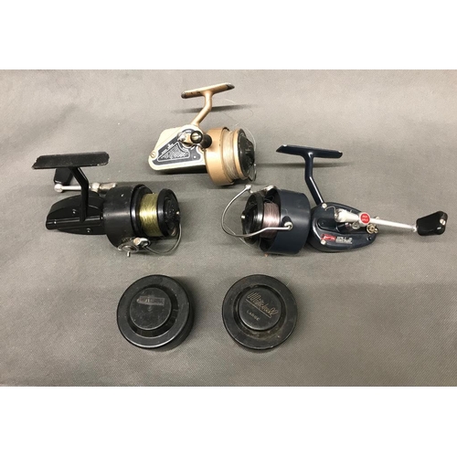 41 - Mitchell 'Match' fixed spool fishing reel, Mitchell 300 with 2 spare spools and early Youngs Ambidex... 