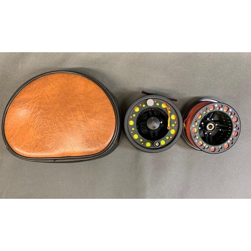 68 - Okuma ''Airframe'' fly fishing reel with spare spool. Both loaded with fly line and in good conditio... 