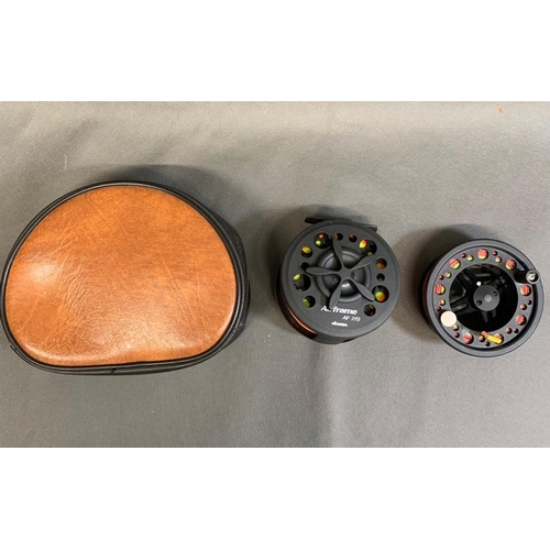 68 - Okuma ''Airframe'' fly fishing reel with spare spool. Both loaded with fly line and in good conditio... 