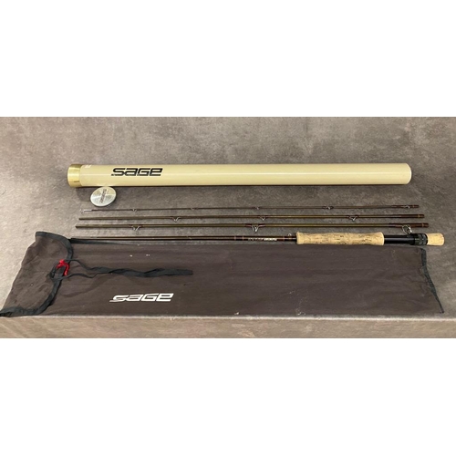 114 - A sage 4 piece 96 fly fishing rod with metal case