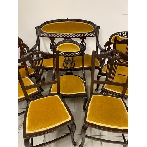 131 - An Edwardian Salon set, 8 chairs in total