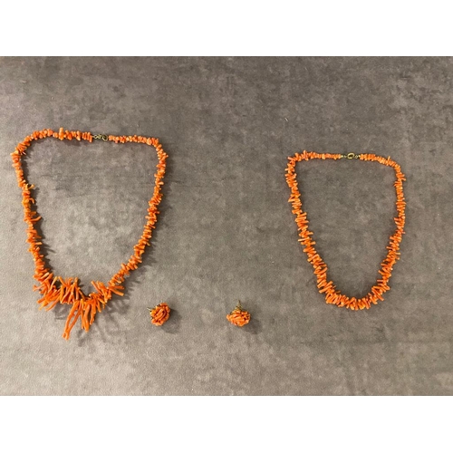 27 - 2 coral necklaces