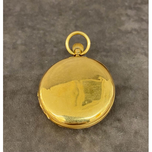 28 - A lovely 18 ct gold 19th century half hunter gentlemans pocket, case size 51 mm and total weight 11... 