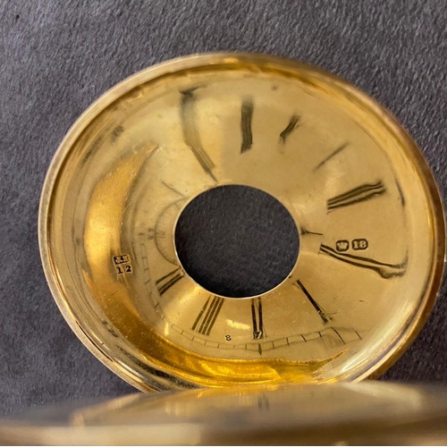 28 - A lovely 18 ct gold 19th century half hunter gentlemans pocket, case size 51 mm and total weight 11... 