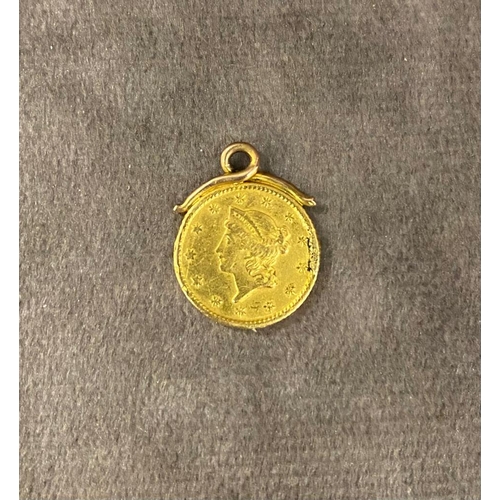 3 - A 1853 American gold dollar 1.8 grams