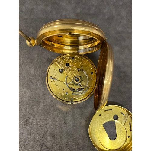 30 - A 19th century 18ct gold pocket watch, engraved Robert Stephenson , a gift of his affectionate fathe... 