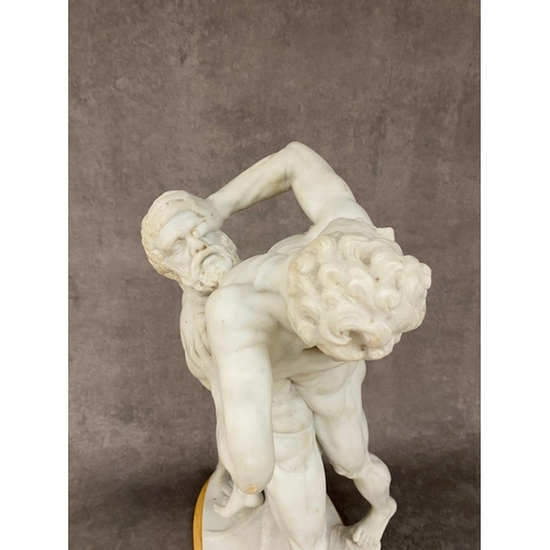 79 - Petrilli Firenze (Italian 1868-1930 A 19th century carved Alabaster statue of Hercules and Antaeus w... 