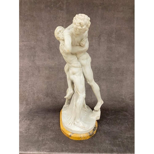 79 - Petrilli Firenze (Italian 1868-1930 A 19th century carved Alabaster statue of Hercules and Antaeus w... 