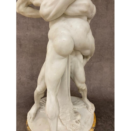 79 - Petrilli Firenze (Italian 1868-1930 A 19th century carved Alabaster statue of Hercules and Antaeus w... 