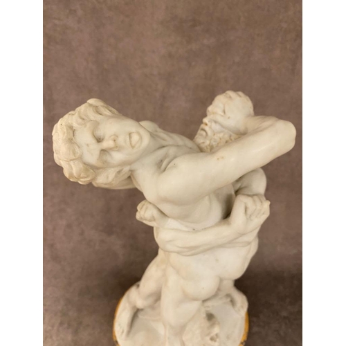 79 - Petrilli Firenze (Italian 1868-1930 A 19th century carved Alabaster statue of Hercules and Antaeus w... 