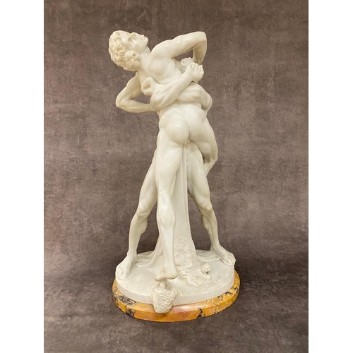 79 - Petrilli Firenze (Italian 1868-1930 A 19th century carved Alabaster statue of Hercules and Antaeus w... 