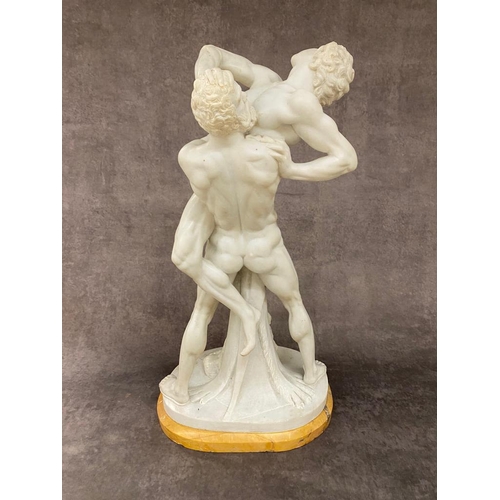 79 - Petrilli Firenze (Italian 1868-1930 A 19th century carved Alabaster statue of Hercules and Antaeus w... 