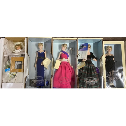 86 - 5 x Diana dolls - 4x Franklin Mint and 1 x Ashton Drake Galleries