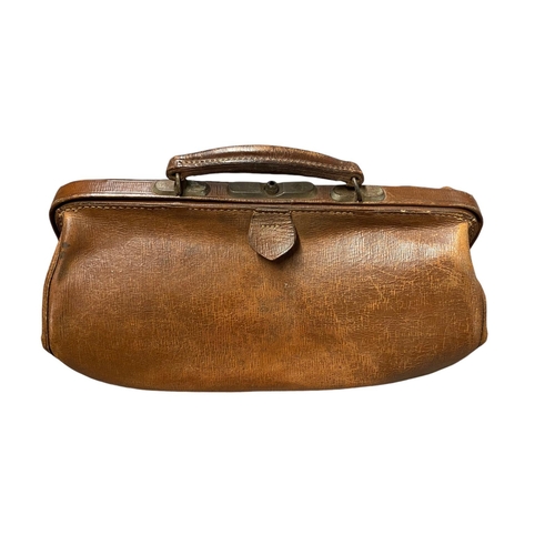 11 - A very good antique leather Doctor's bag, 44cm in length.