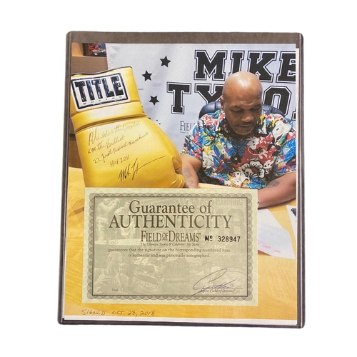 17 - An oversized promotional ''TITLE'' boxing glove, signed at a Mike Tyson Field of Dreams event in Las... 