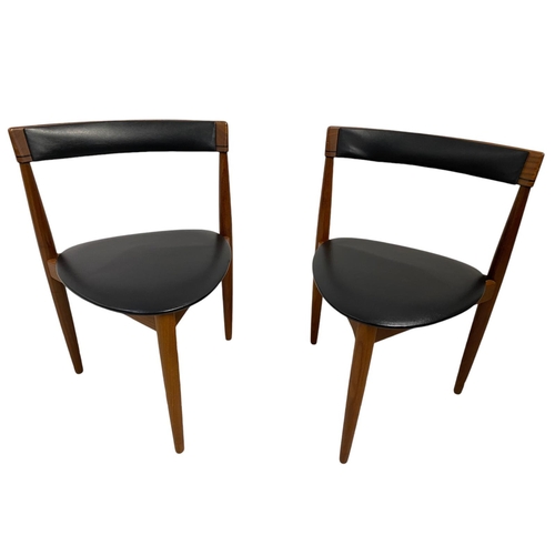 34 - Two mid century Danish dining chairs in excellent condition with vinyl back rests by Hans Olsen for ... 