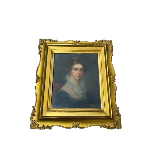 42 - Oil on canvas of Georgian lady inscription on verso Elizabeth Bennett or Bassett, together with a wa... 