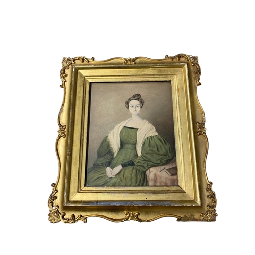 42 - Oil on canvas of Georgian lady inscription on verso Elizabeth Bennett or Bassett, together with a wa... 