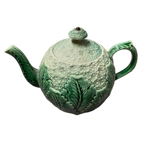 56 - An antique Staffordshire Creamware style cauliflower teapot, 14cm high.