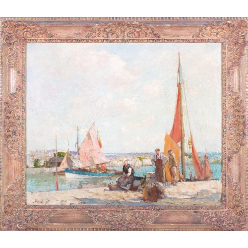 1 - William Lee Hankey RWS,RI,ROI,RE,NS (1869–1952) British 'Red Sails at Honfleur', depicting fishermen... 