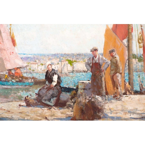 1 - William Lee Hankey RWS,RI,ROI,RE,NS (1869–1952) British 'Red Sails at Honfleur', depicting fishermen... 