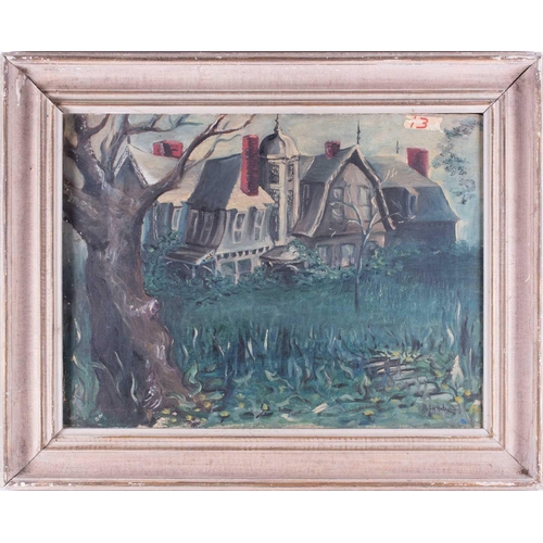 10 - † Robert L. La Hotan (1927-2002) American depicting a tree and a house, signed lower right, oil on c... 
