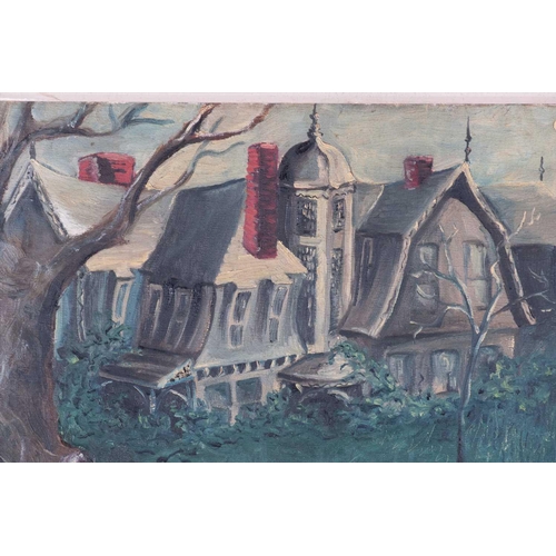 10 - † Robert L. La Hotan (1927-2002) American depicting a tree and a house, signed lower right, oil on c... 