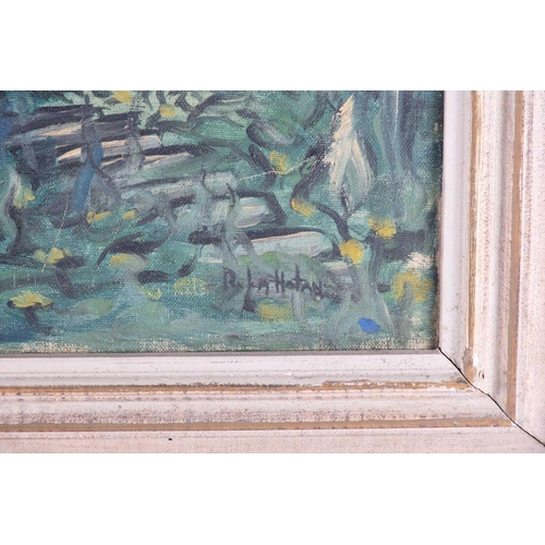 10 - † Robert L. La Hotan (1927-2002) American depicting a tree and a house, signed lower right, oil on c... 