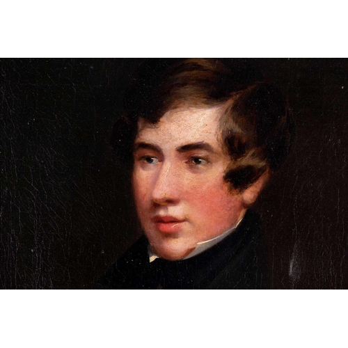 13 - English school, mid 19th century. depicting a half-length portrait of a young gentleman wearing a bl... 