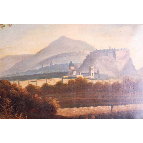 14 - Continental School, 19th century depicting shepherds with flock of sheep with an imaginary city view... 